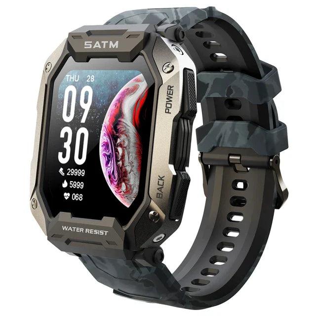 Smartwatch Militar À Prova Dágua Ip68 50M Com Medidor De Frequência Cardíaca Oxigenação Camo Black
