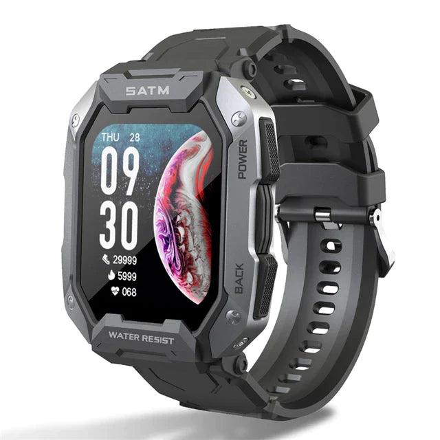 Smartwatch Militar À Prova Dágua Ip68 50M Com Medidor De Frequência Cardíaca Oxigenação Black