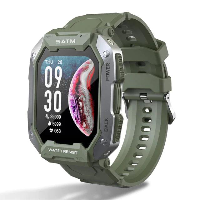 Smartwatch Militar À Prova Dágua Ip68 50M Com Medidor De Frequência Cardíaca Oxigenação Green