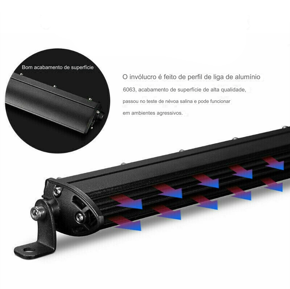 Farol de Barra Super Led Grande 90/180 W para Jipe À Prova D'água IP68 em Alumínio - Loja Campeiro