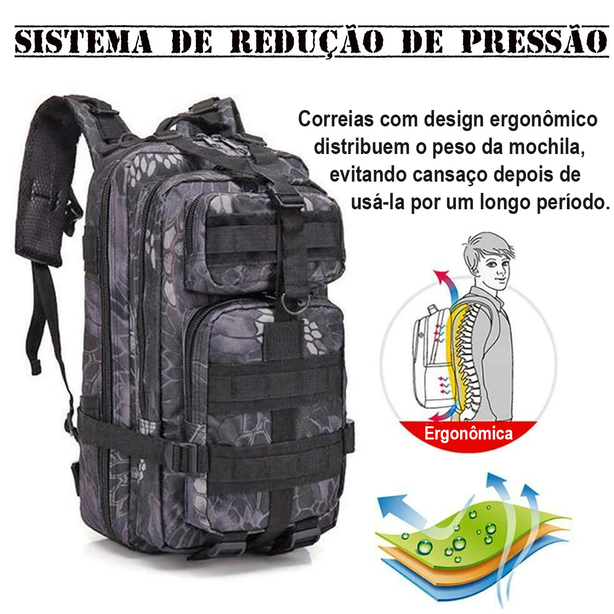 Mochila 30 Litros Tática Militar para Camping e Outdoor - Loja Campeiro