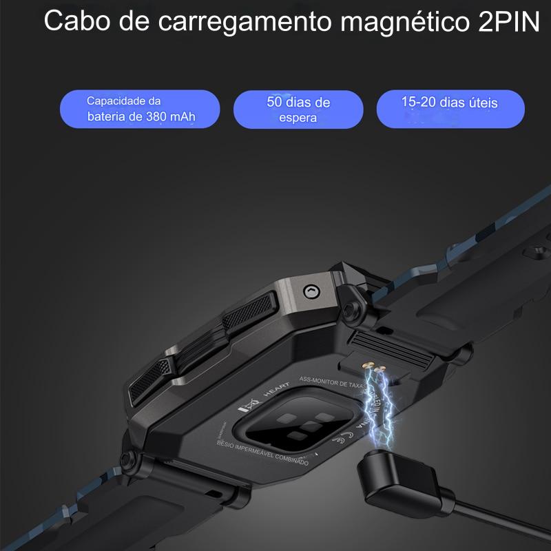 SmartWatch Militar À Prova D'Água IP68 50M com Medidor de Frequência Cardíaca Oxigenação - Loja Campeiro
